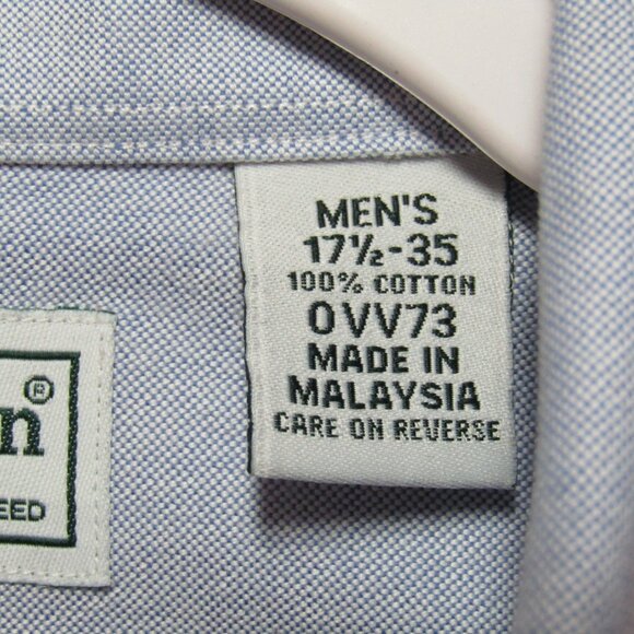 LL Bean Mens Chambray Shirt Size 17.5 Blue 100% Cotton Long Sleeve Button Down - Picture 7 of 10